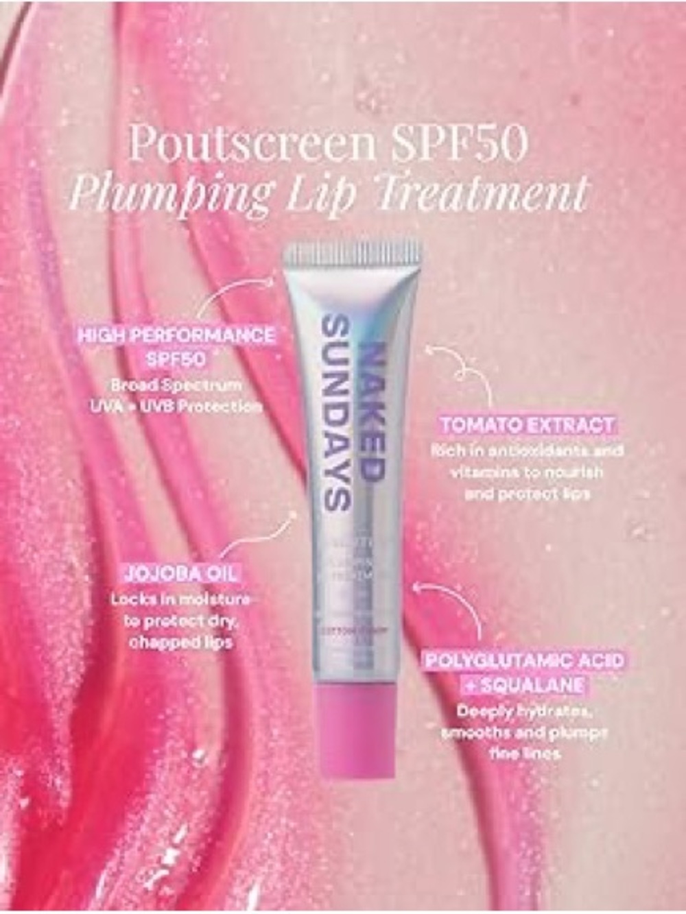 Naked Sundays Poutscreen SPF50 Plumping Lip Treatment - in midnight kiss  shade